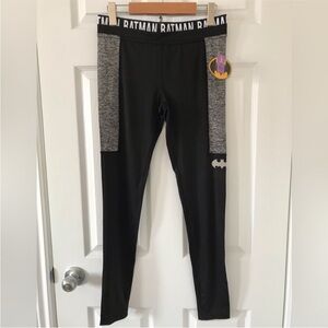 Batman Black and Gray Leggings Athletic Performance